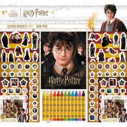Obrázek Samolepkový set s omalovánkami a voskovkami 500ks Harry Potter